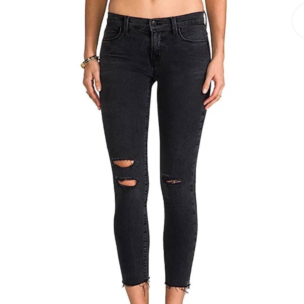 J Brand Black Mercy Cropped Jeans in a Size 27